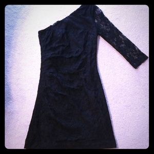 Size 6 Black Lace One shoulder Express dress